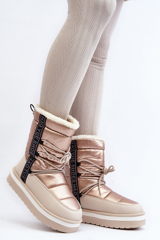 Sniego batai Beige Laces Lilara